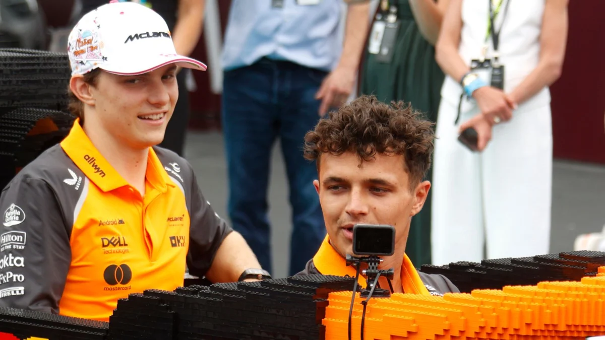 F1 drivers race Lego minicars at Silverstone before British GP