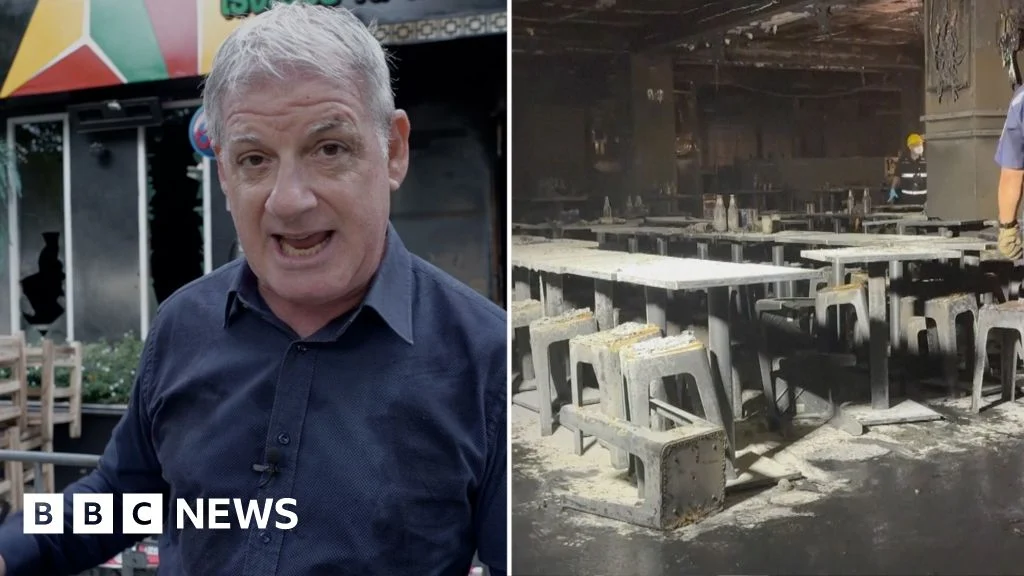 BBC footage shows Bangkok bar fire site after 27 deaths