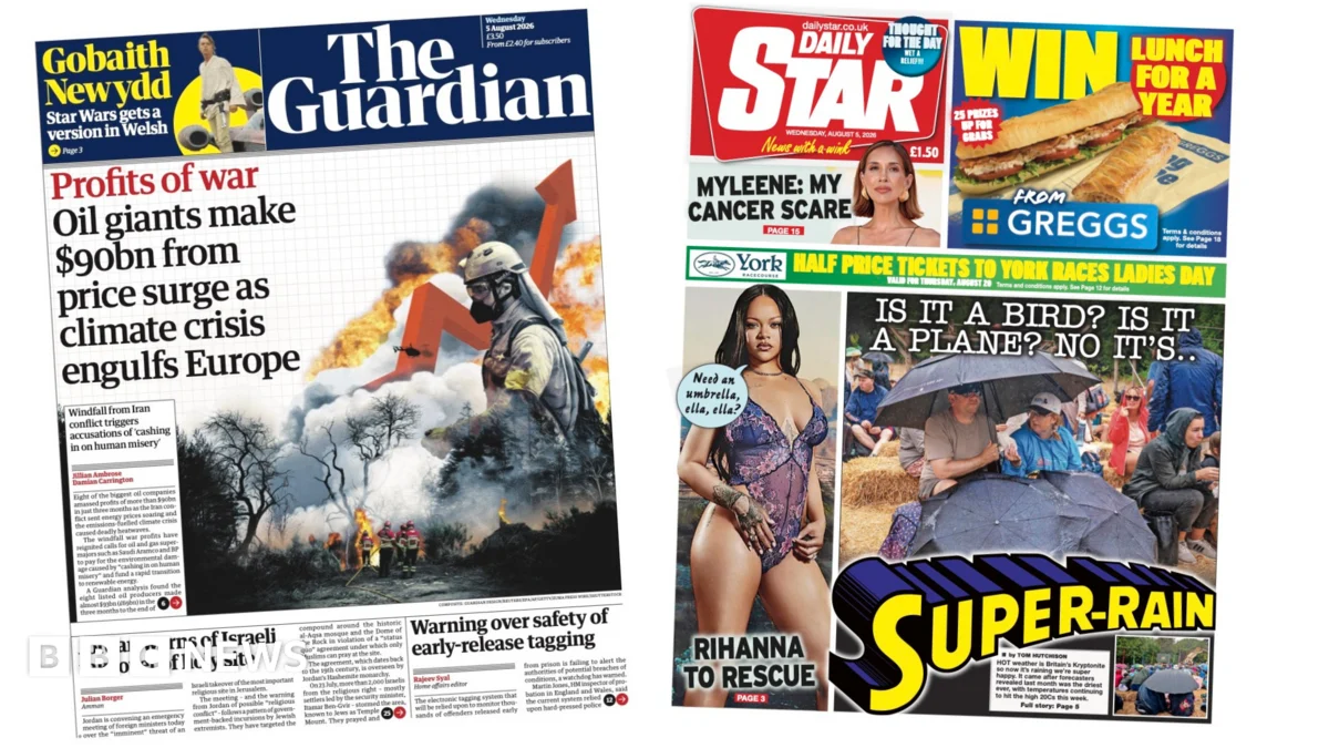 UK papers highlight oil profits from Iran war and ‘super-rain’