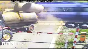 Watch: Polish train crashes into trailer with intoxicated driver