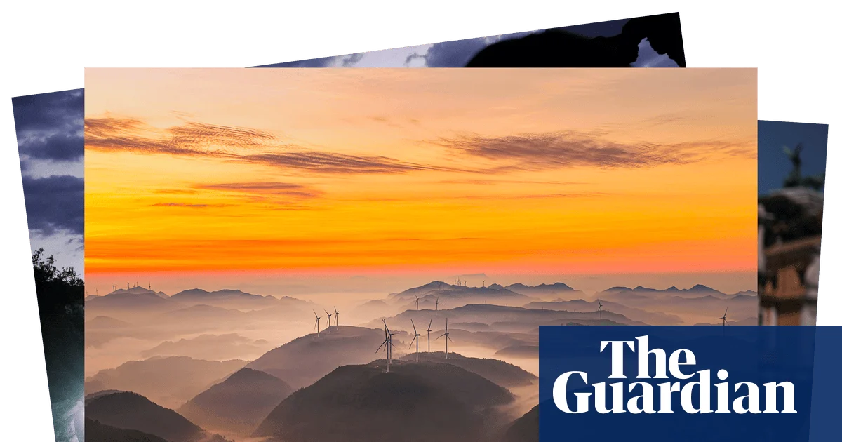 Guardian shares global photos of wind turbines, wildfires, extreme weather