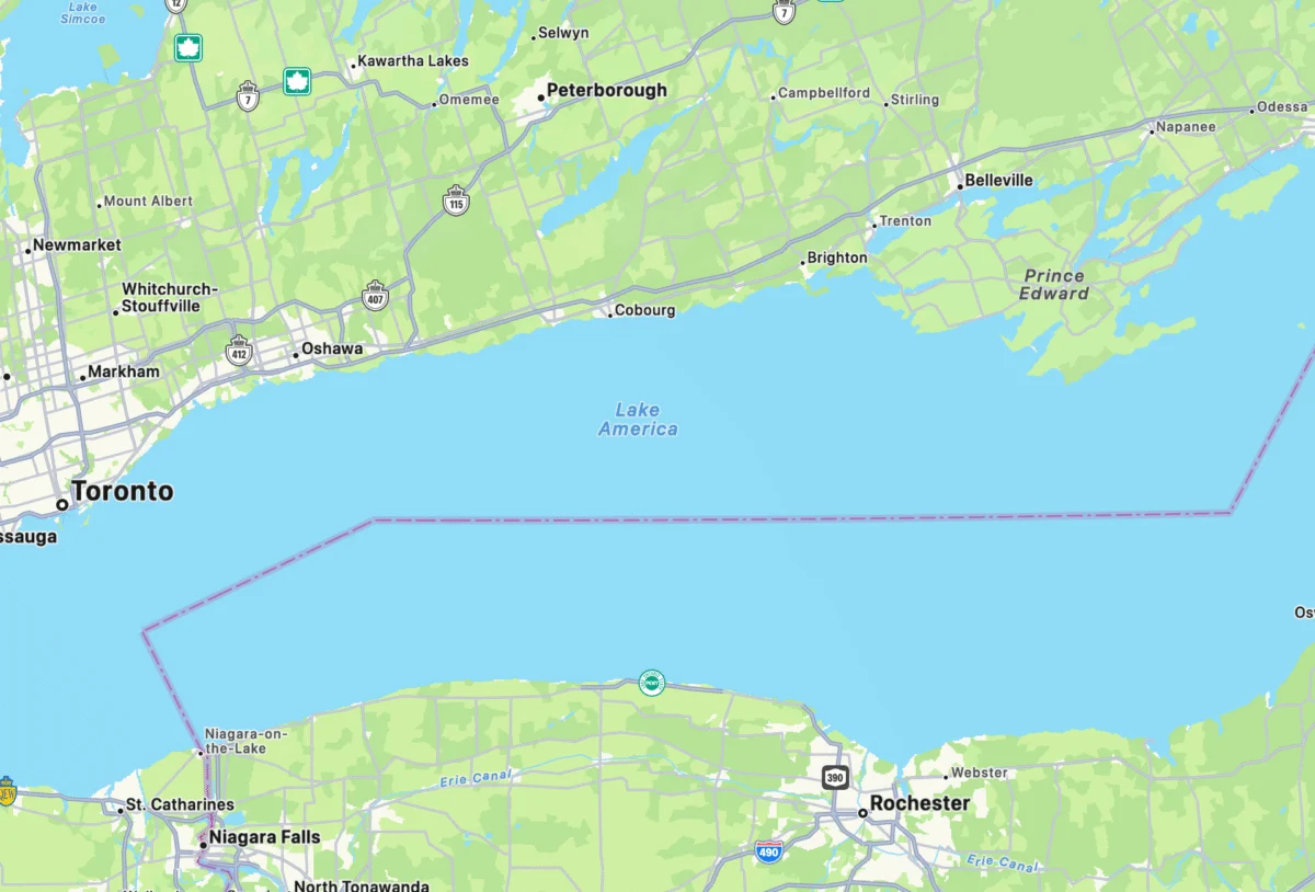Apple Maps Renames Lake Ontario to ‘Lake America’