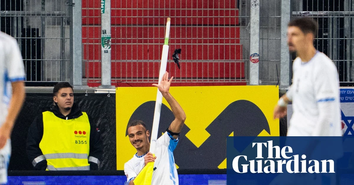 Israel’s Saied Abu Farchi sent off for gun gesture celebration against Austria