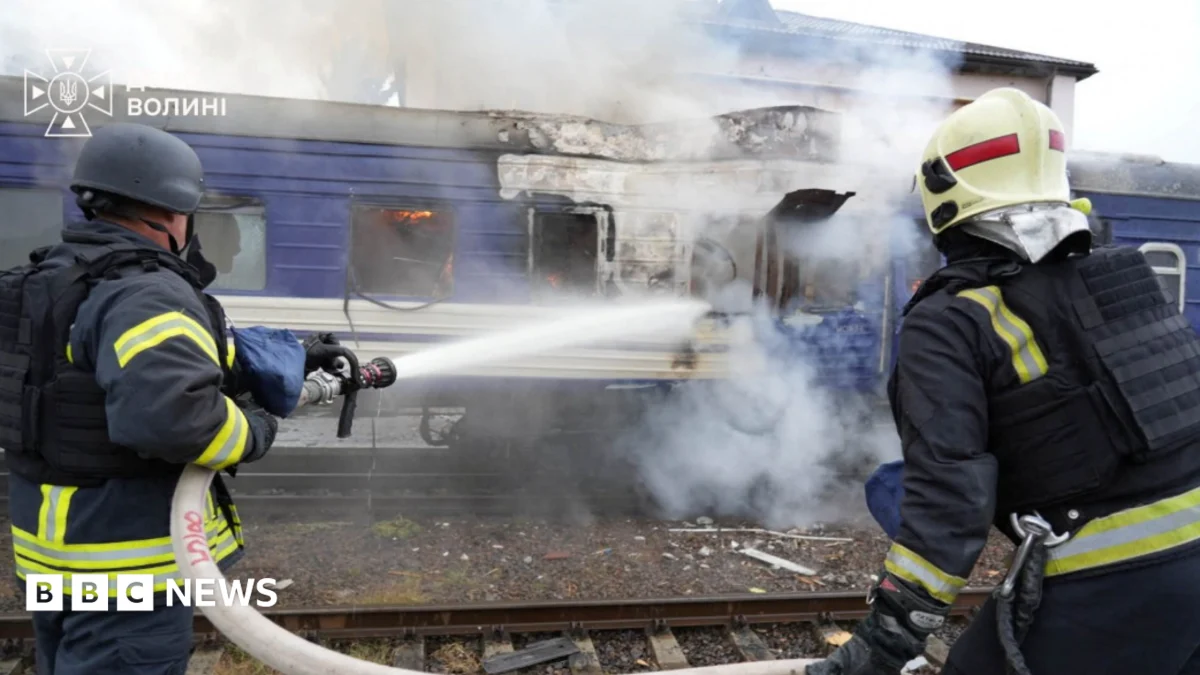 Russia hits Ukrainian train after Johnson and EU officials leave station