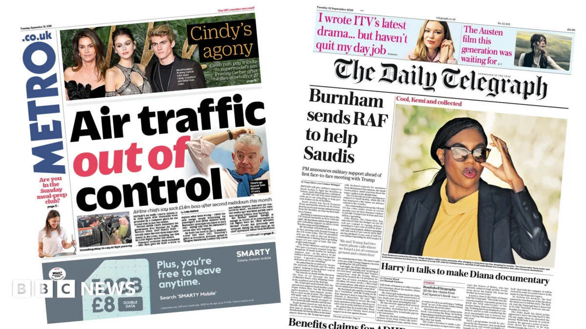 Air Traffic Glitch and Saudi Policy Move Dominate Newspapers
