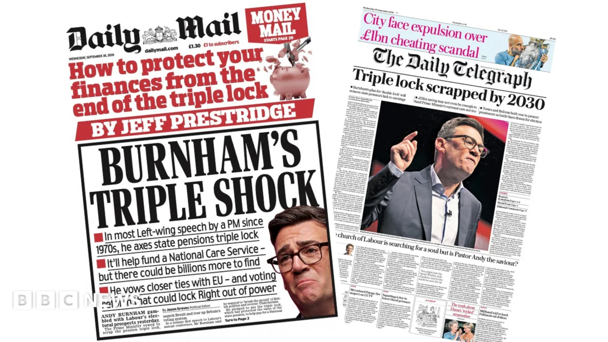 Burnham’s Triple Shock Speech Dominates Labour Conference Front Pages