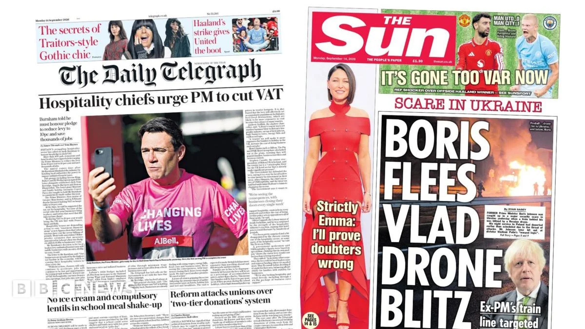 UK School Food Rules and Boris Johnson Drone Blitz Top Monday Papers