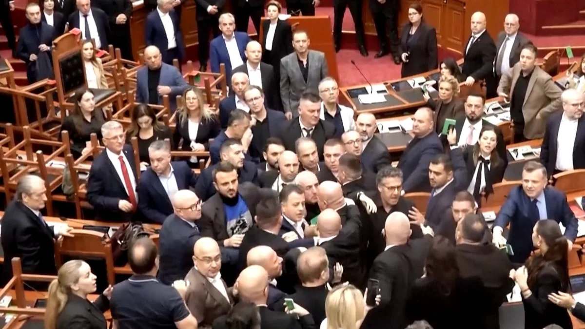 Albanian lawmakers scuffle in parliament amid ongoing street protests