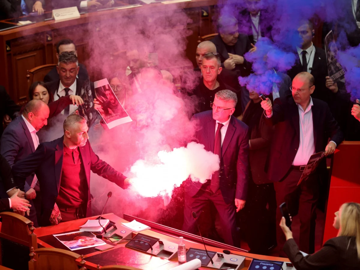 Albanian Opposition Disrupts Parliament With Flares and Smoke Bombs