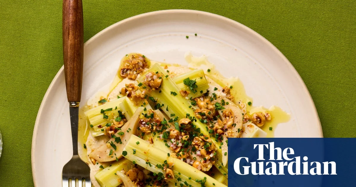 Jackson Boxer shares vegan poached leeks recipe with pickled pear
