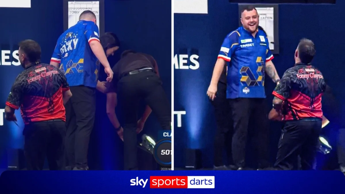 Josh Rock Loses Dart on Stage During European Championship Match