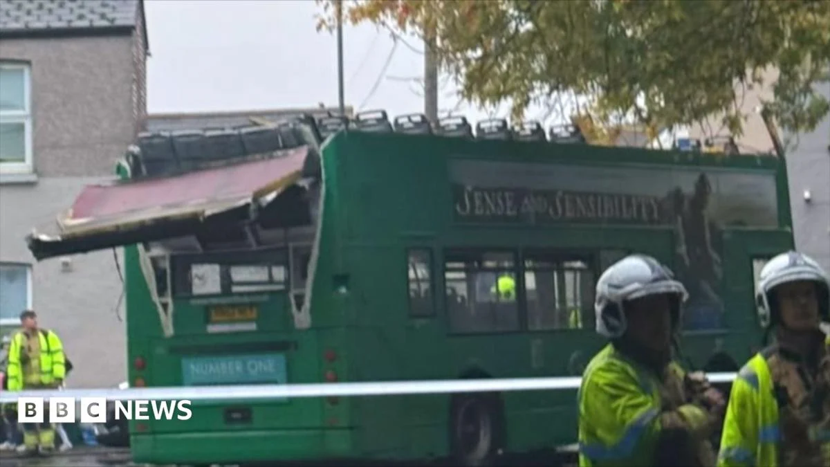 School bus crashes into railway bridge in Newport, injuring three children